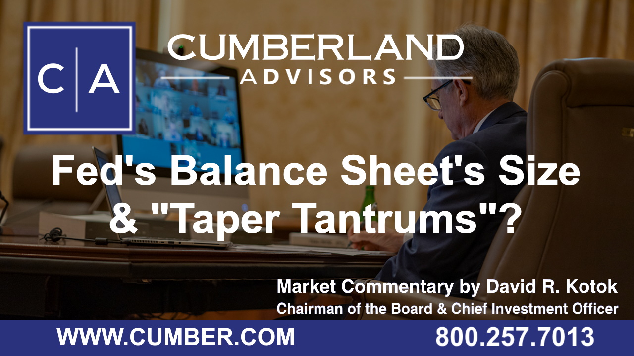 Cumberland Advisors Market Commentary - Fed's Balance Sheet's Size & Taper Tantrums