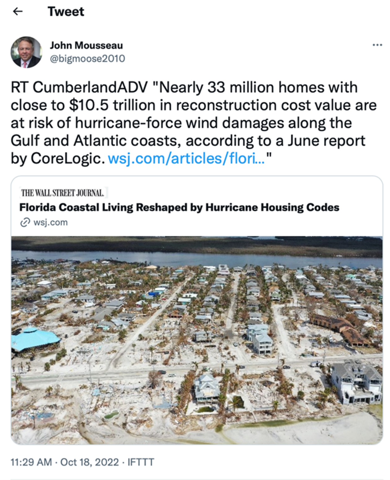 Florida Coastal Living Reshaped by Hurricane Housing Codes Tweet