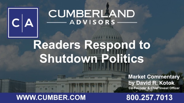 Cumberland Advisors Market Commentary - Readers Respond to Shutdown Politics by David R. Kotok
