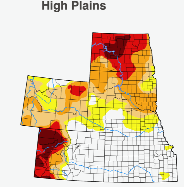 NOAA drought map - West & Southwest