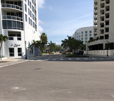 Downtown Sarasota's Art Ovation Hotel on a dry day