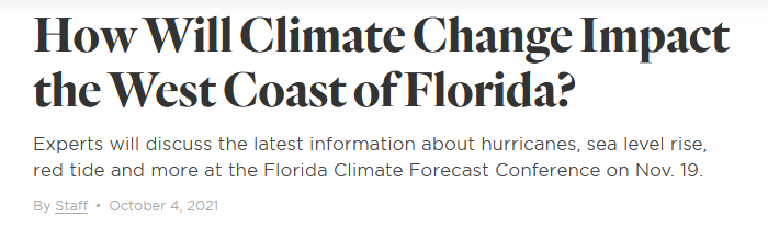 Sarasota Magazine - The Climate Adaptation Center Will Hold Its Climate Forecast Conference on Nov. 19, 2021