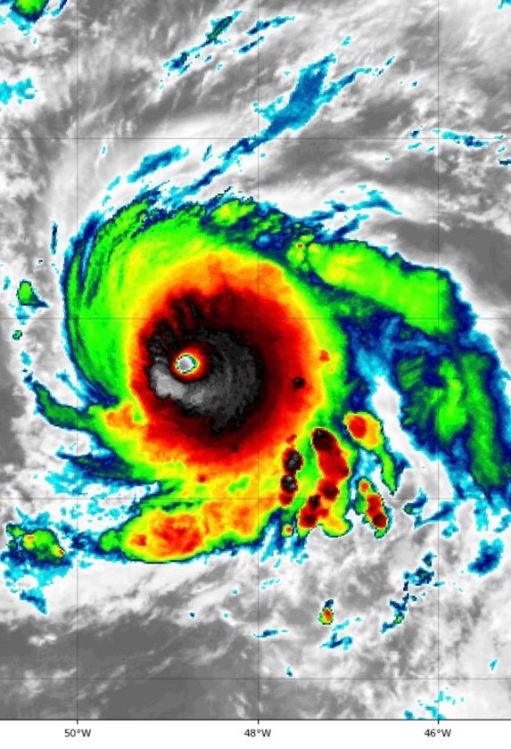 perfectly formed eye of Hurricane Sam