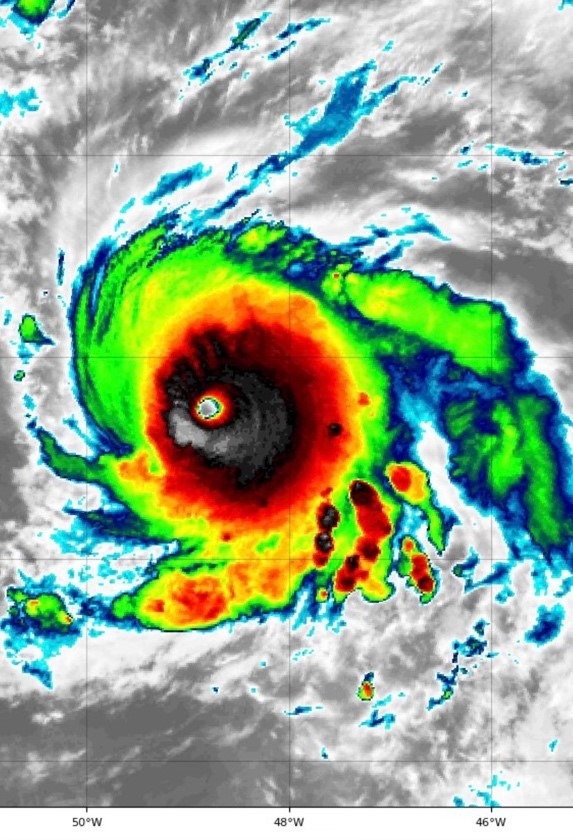 perfectly formed eye of Hurricane Sam
