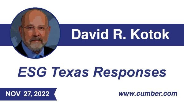 Cumberland Advisors Commentary - ESG Texas Responses by David R. Kotok