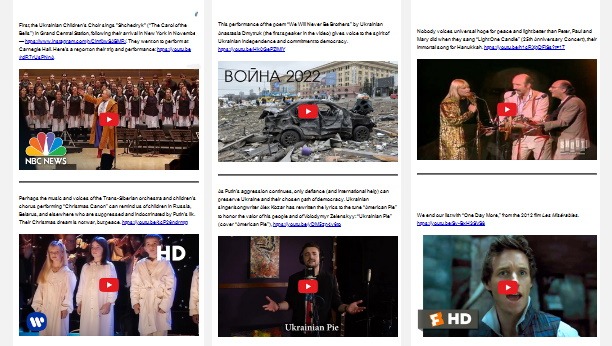 Christmas and Ukraine Video Links