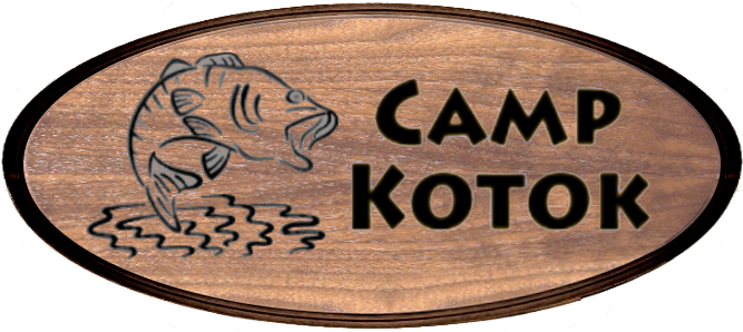 Camp Kotok Wood Sign with Fish 2023