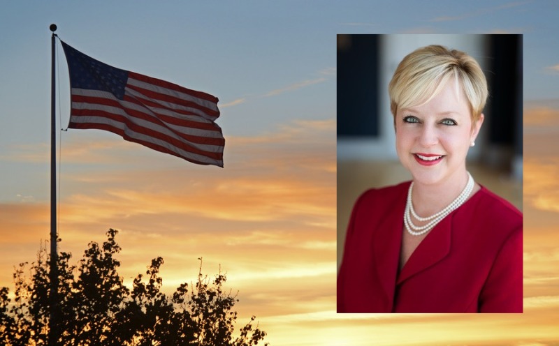 Lisa McIntire Shaw & USA Flag