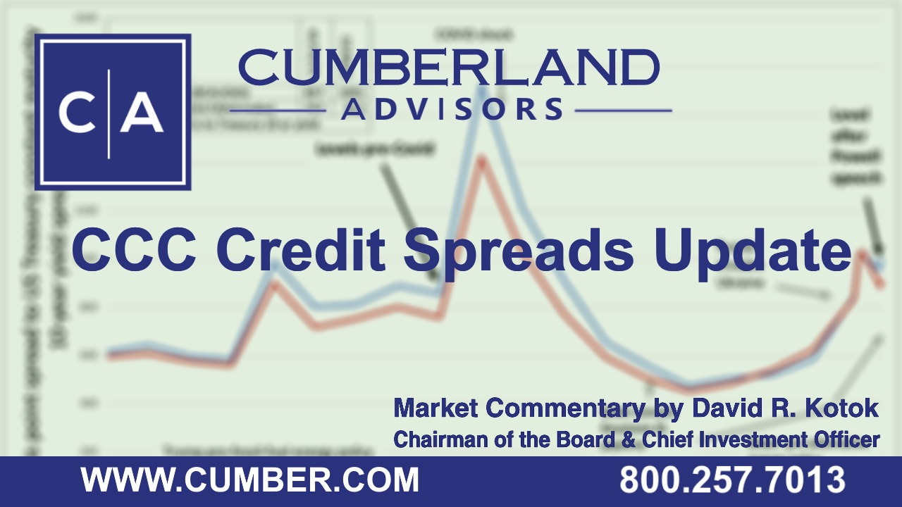 Cumberland Advisors Market Commentary - CCC Credit Spreads Update by David R. Kotok