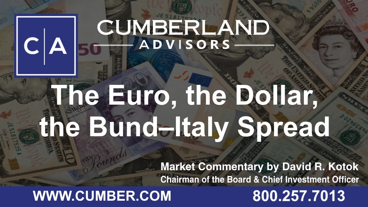 Cumberland Advisors Market Commentary - The Euro, the Dollar, the Bund–Italy Spread by David R. Kotok