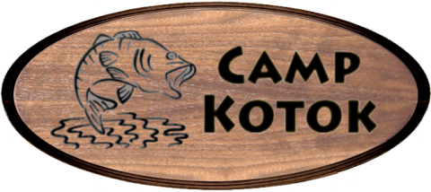 Camp Kotok Wood Sign with Fish 2023