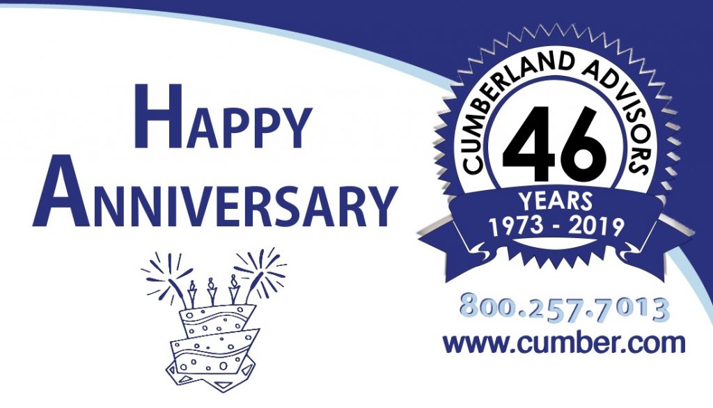 Cumberland Advisors Logo - 46th Happy Anniversary