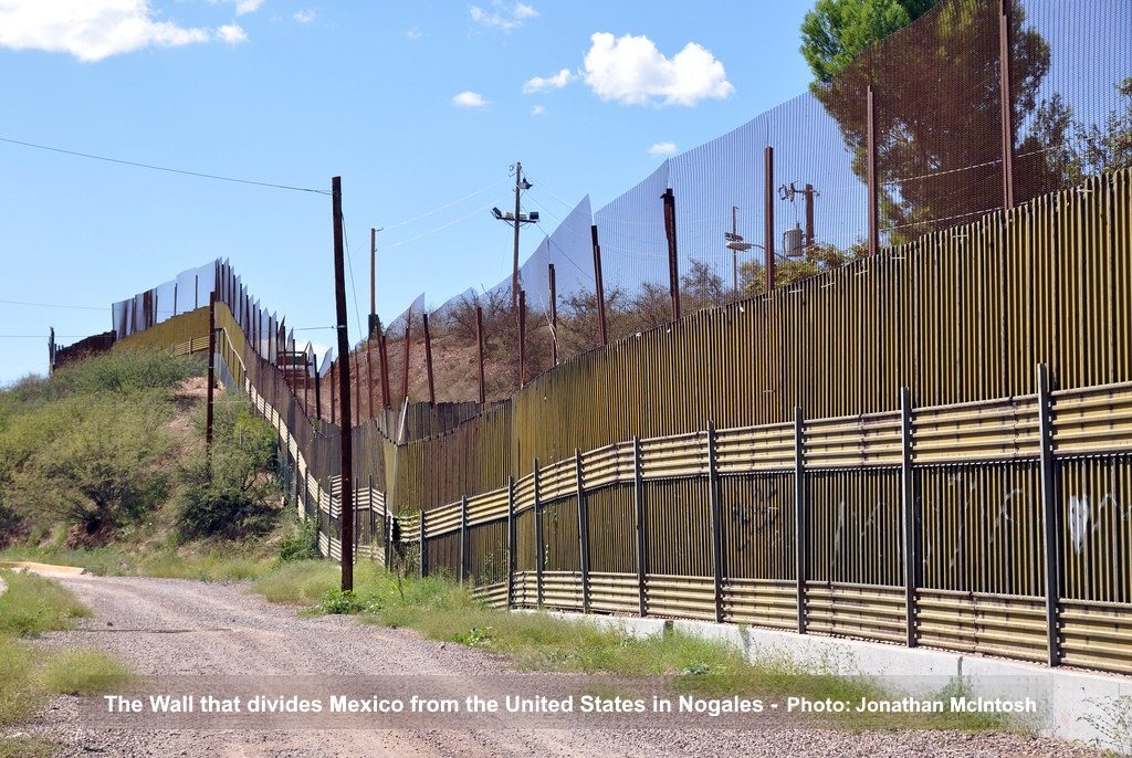 The Wall that divides Mexico from the United States in Nogales