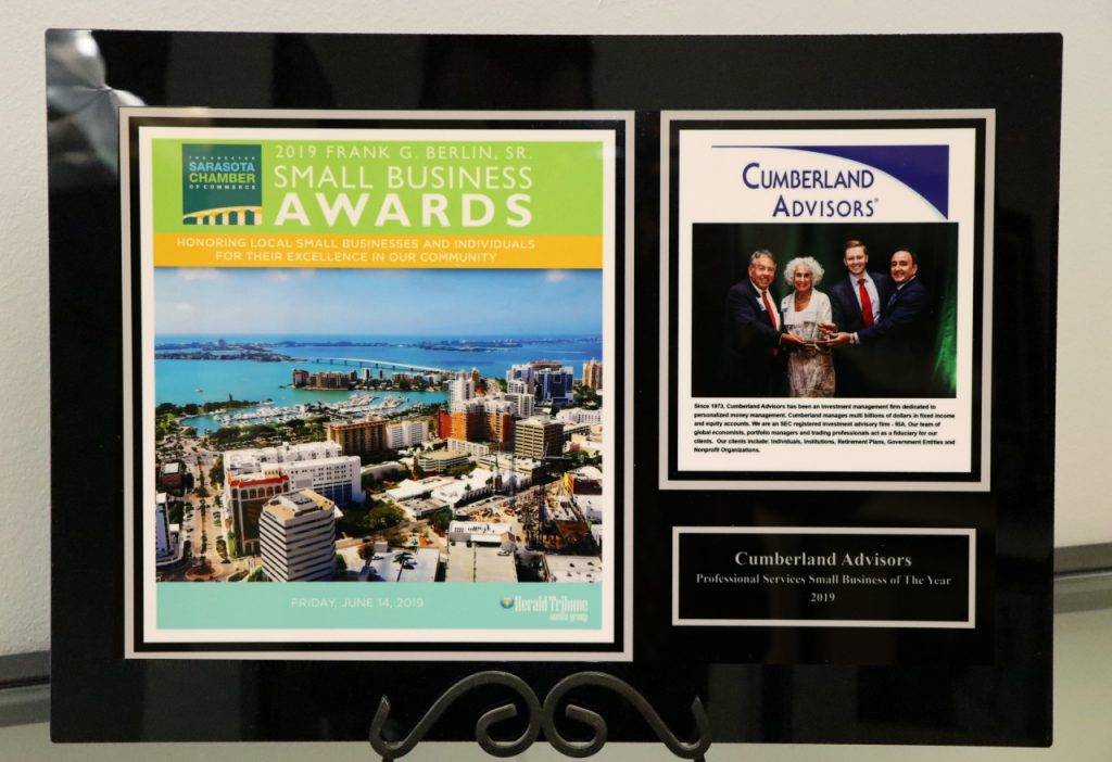 Sarasota Chamber of Commerce Award Plaque
