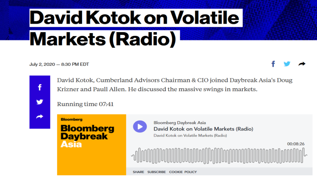 2020-07-03 Bloomberg Radio Interview with David R. Kotok
